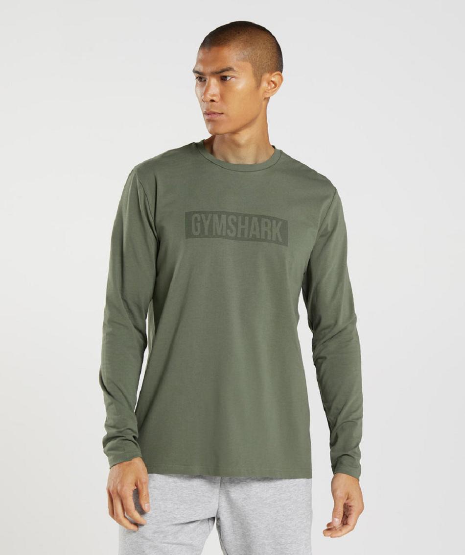 Long Sleeve Gymshark Block Hombre Verde Oliva | CO 3474AHK